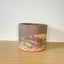 Textured 15cm Round Pot - Dark Brown, Pistachio & Coral