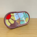 Oval Tray in Purple & Pink with 2 abstract flowers & epoxy top coating