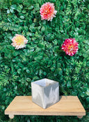 10cm Square Pot - White & Grey