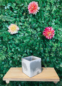 10cm Square Pot - White & Grey