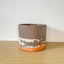 Textured 15cm Round Pot - Dark Brown, White & Marigold