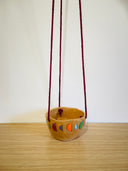 Hanging Half Moon Bowl - Natural Clay w/ Purple, Grass Green, Mandarin, Dusky Pink & Chun Blue