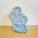 Floral Abstract Tray #1 - Blue Wash Glaze w/ Purple Flowers