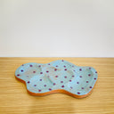 Floral Abstract Tray #1 - Blue Wash Glaze w/ Purple Flowers