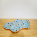 Floral Abstract Tray #1 - Blue Wash Glaze w/ Purple Flowers