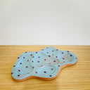 Floral Abstract Tray #1 - Blue Wash Glaze w/ Purple Flowers