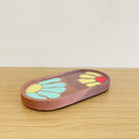 Oval Tray in Purple & Pink with 2 abstract flowers & epoxy top coating