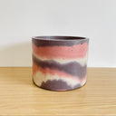 15cm Round Pot - Dark Purple, Coral & Beige