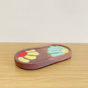 Oval Tray in Purple & Pink with 2 abstract flowers & epoxy top coating