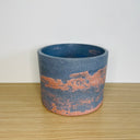 Textured 15cm Round Pot - Navy & Light Red
