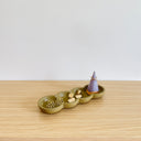 Bubble Incense Holder & Tray - Speckled Moss Green
