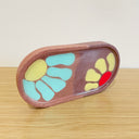 Oval Tray in Purple & Pink with 2 abstract flowers & epoxy top coating