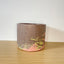 Textured 15cm Round Pot - Dark Brown, Pistachio & Coral