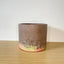 Textured 15cm Round Pot - Dark Brown, Pistachio & Coral