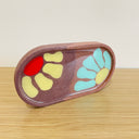 Oval Tray in Purple & Pink with 2 abstract flowers & epoxy top coating