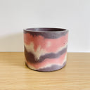 15cm Round Pot - Dark Purple, Coral & Beige