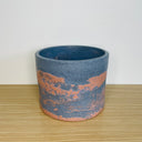 Textured 15cm Round Pot - Navy & Light Red