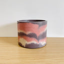 15cm Round Pot - Dark Purple, Coral & Beige