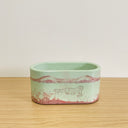 Oval Pot - Mint Green & Coral