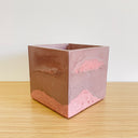 12cm Square Pot - Dark Mauve & Pink