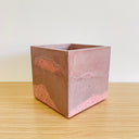 12cm Square Pot - Dark Mauve & Pink