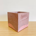 12cm Square Pot - Dark Mauve & Pink