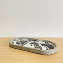 Oval Tray - Large - Grey w/ Black & White Abstract Shapes