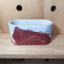 Oval Pot - White & Red