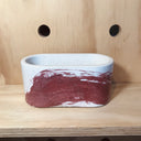 Oval Pot - White & Red