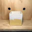 10cm Square Pot - White/Yellow