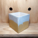 10cm Square Pot - White/Yellow