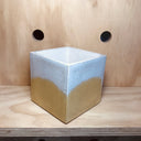 10cm Square Pot - White/Yellow